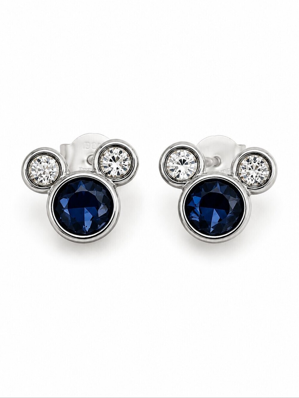 DISNEY Sterling 925 Blue Swarovski Crystal Mickey Mouse Earrings